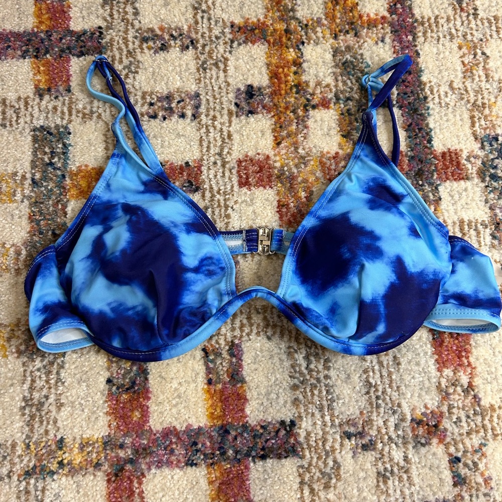 Shein Blue Tie Dye Underwire Bikini Top